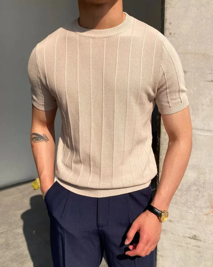 Cannes Ribbed T-Shirt Beige