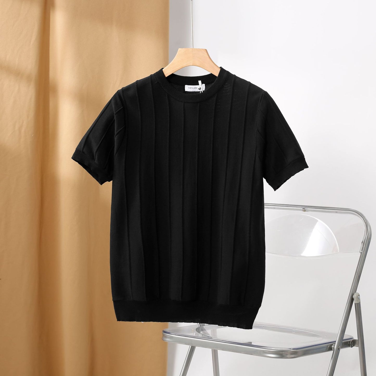 Cannes Ribbed T-Shirt Black