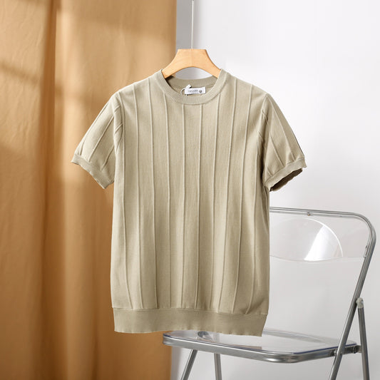 Cannes Ribbed T-Shirt Beige